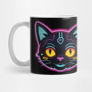 neon cyberpunk cat graphic Mug